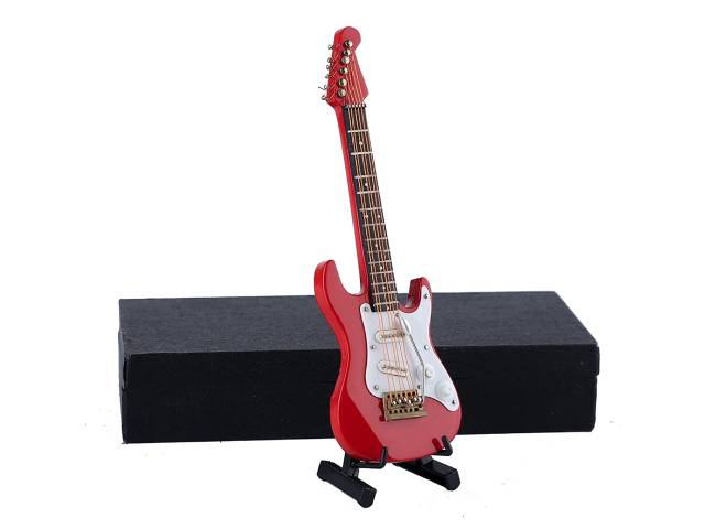 Dselvgvu Wooden Miniature Electric Guitar with Stand and Case