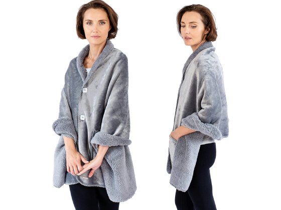 EzrAllora Grey Poncho Blanket for Women